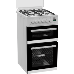 Beko EDG507W 50cm Twin Cavity Gas Cooker with Gas Hob - White White