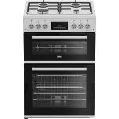 Beko EDG6231W 60cm Twin Cavity Gas Cooker with Enamel Hob - White White