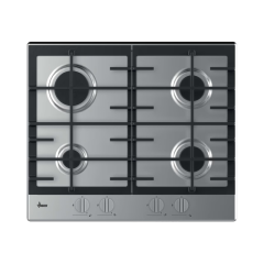 Hoover HHG6BRK3X 60cm, 4 Burner, Front control, Cast Iron supports, St. steel 