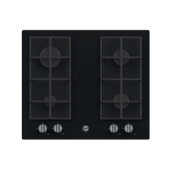 Hoover HVG6K3B 60cm Black Gas Hob with 4 Burners