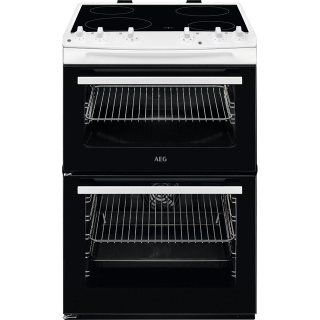 AEG CCX6501ACW 
60cm Electric Ceramic Cooker, Double Oven with Thermaflow® fan operated main oven an