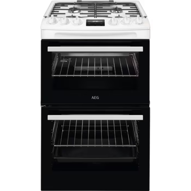 AEG CGX1130ACW Gas Cooker With Double Oven, A Rated White