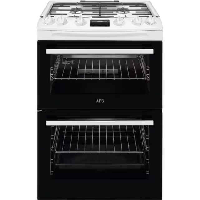 AEG CGX6130ACW 
60cm Gas Cooker, Gas Double Oven with electric grill, Triple crown burner, Light in 