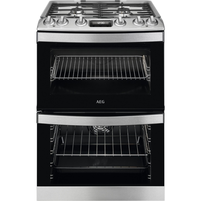 AEG CKB6541ACM 
60cm Dual Fuel Cooker, Double Oven, 4 Gas burners, Thermic Air fan main Oven & conve