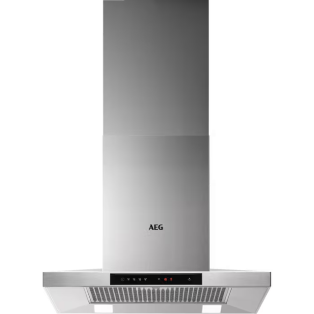 AEG DKB5660HM 
60cm Stainless Steel Box Wall Chimney Hood, Plus Touch on Glass, LED Lighting, 3+inte