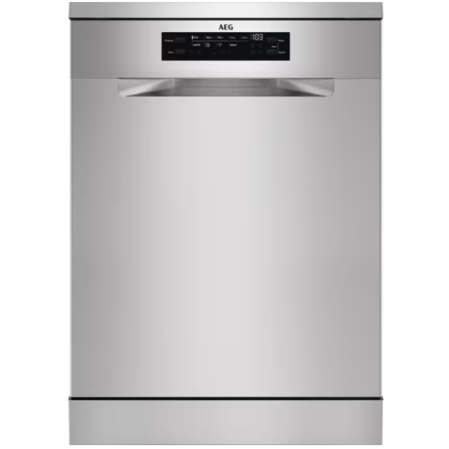 AEG FFB75727PM 
Freestanding 60cm GlassCare dishwasher, 14ps, B, 44dB, 11L, Button control UI, 9 Pro