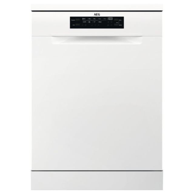 AEG FFB75727PW 
Freestanding 60cm GlassCare dishwasher, 14ps, B, 44dB, 11L, Button control UI, 9 Pro