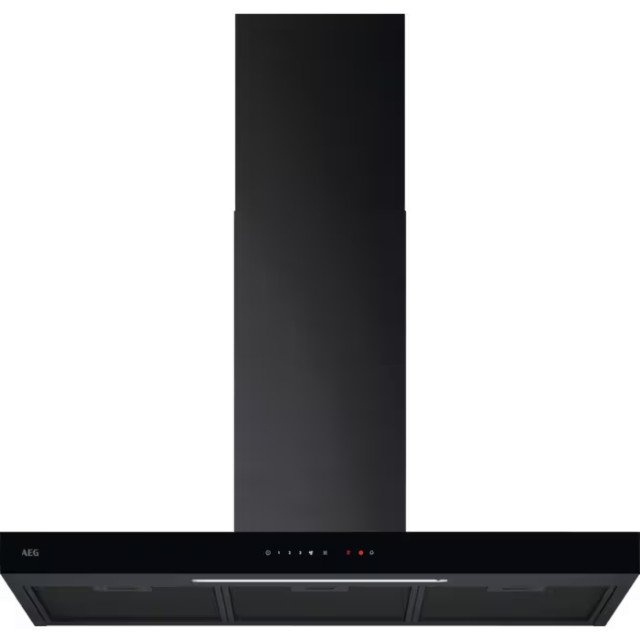 AEG GB67D91HB 
90cm Black Box chimney Hood with Gloss black front. Touch on Glass, LED Lighting, 3+2