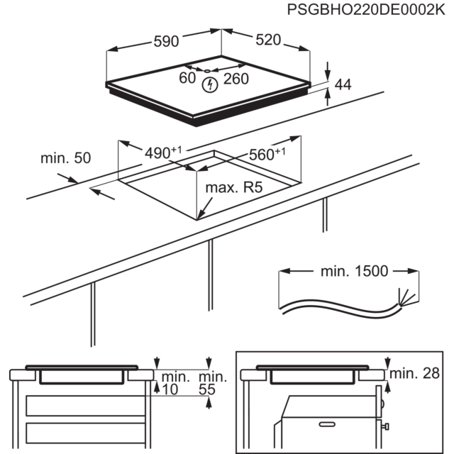 AEG IKX64301CB/EOL 59Cm Induction Hob Black