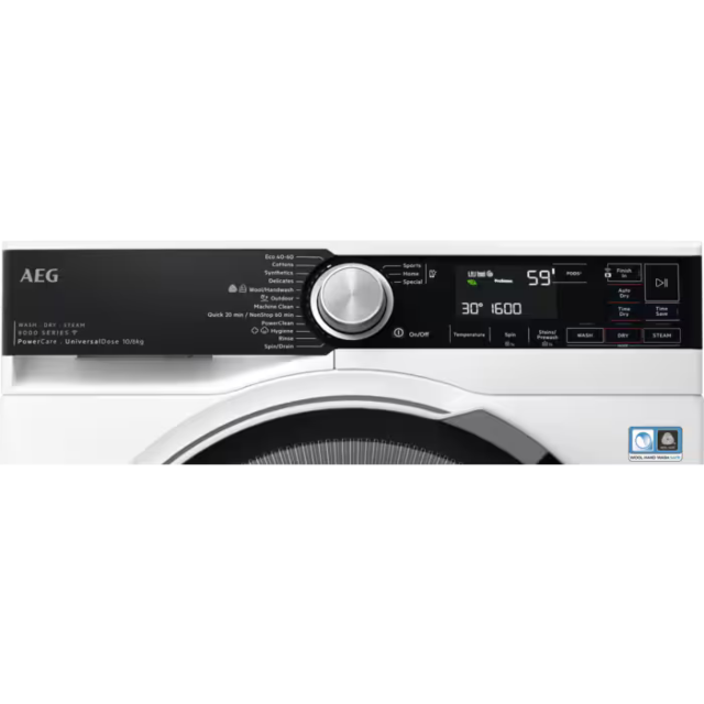 AEG LWR8516L6UD 
11 / 7 kg 1600 spin Connected Washer dryer. 8000 Series, UniversalDose & PowerCare 