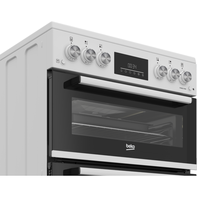Beko EDG6231W 60cm Twin Cavity Gas Cooker with Enamel Hob - White White