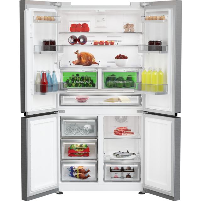 Blomberg KQD114VPX 70.5cm Dual Cooling American Style Fridge Freezer - Brushed Steel Brushed Steel