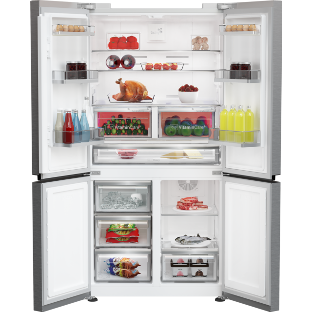 Blomberg KQD114VPX 70.5cm Dual Cooling American Style Fridge Freezer - Brushed Steel Brushed Steel