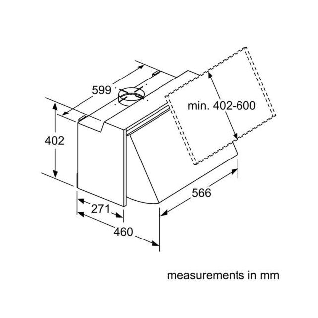 Bosch DEM63AC00B 60cm, 3 speeds, LED lights. Optional Standard Recirculation Filter: DWZ0IM0A0 Silve