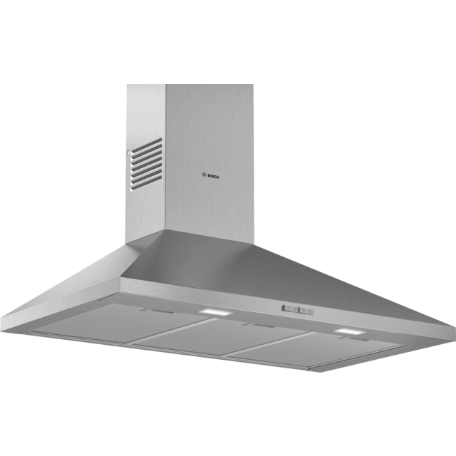 Bosch DWP94BC50B Pyramid Chimney Hood – Series 2, 90cm wide, pyramid design, push buttons, 3 speeds,