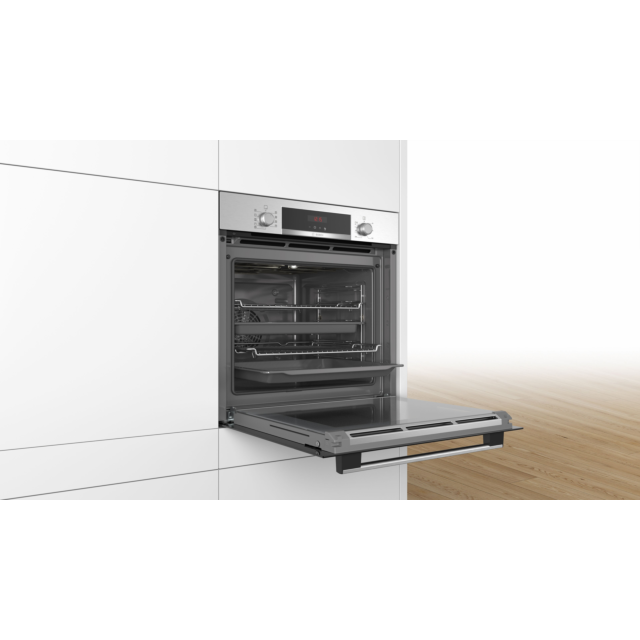 Bosch HBS573BS0B 59.4cm Built In Electric Single Oven with 3D Hot Air - Stainless Steel
