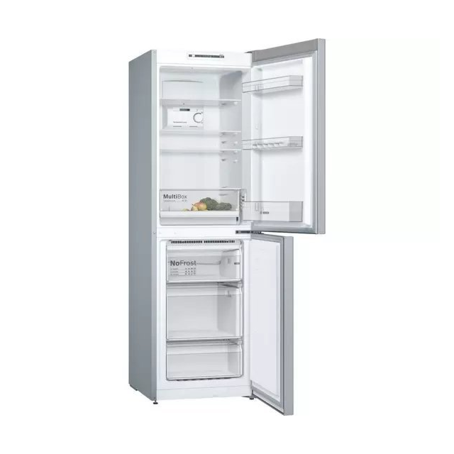 Bosch KGN34NLEAG 50/50 frost free fridge freezer with modern silver finish and efficient cooling technology.