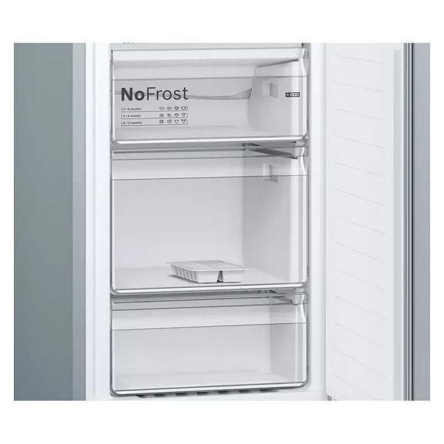 Bosch KGN34NLEAG 50/50 frost free fridge freezer with modern silver finish and efficient cooling technology.