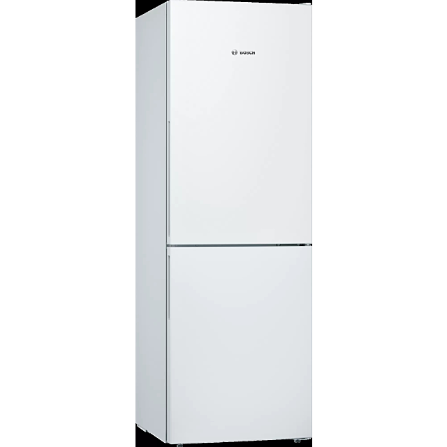 Bosch KGV336WEAG 176x60 LowFrost fridge freezer, VitaFresh, metal bottle rack, LED light, Integrated