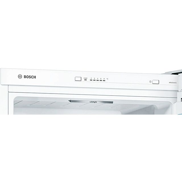 Bosch KGV336WEAG 176x60 LowFrost fridge freezer, VitaFresh, metal bottle rack, LED light, Integrated