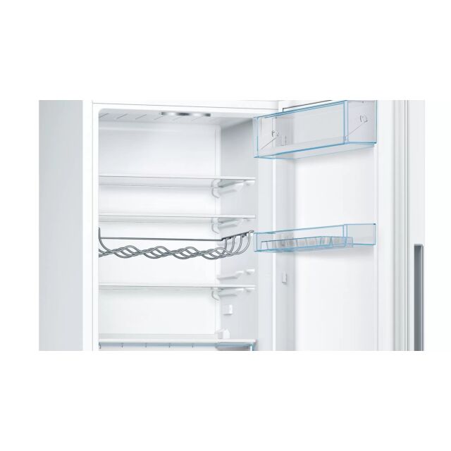 Bosch KGV336WEAG 176x60 LowFrost fridge freezer, VitaFresh, metal bottle rack, LED light, Integrated