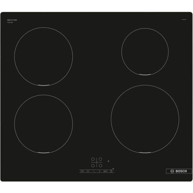 Bosch PUE611BB5B 60cm Induction Hob, Touch Control, 4 Zones, Frameless, 17 power levels, 2 boost zon