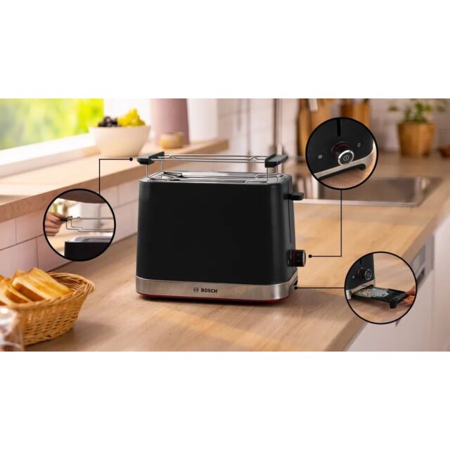 Bosch TAT4M223GB 2 Slice Toaster - Black 