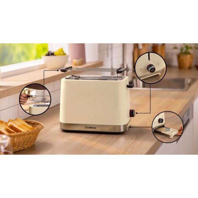 Bosch TAT4M227GB 2 Slice Toaster - Cream 