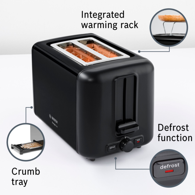 Bosch TAT4M243GB 4 Slice Toaster - Black