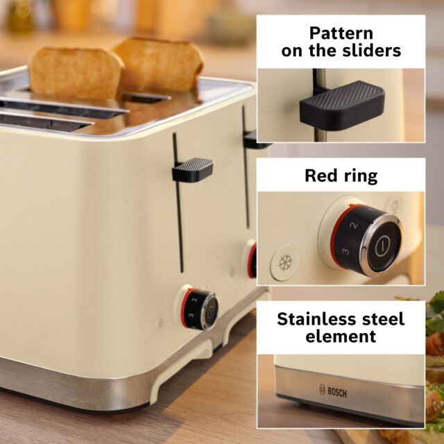 Bosch TAT4M247GB 4 Slice Toaster - Cream