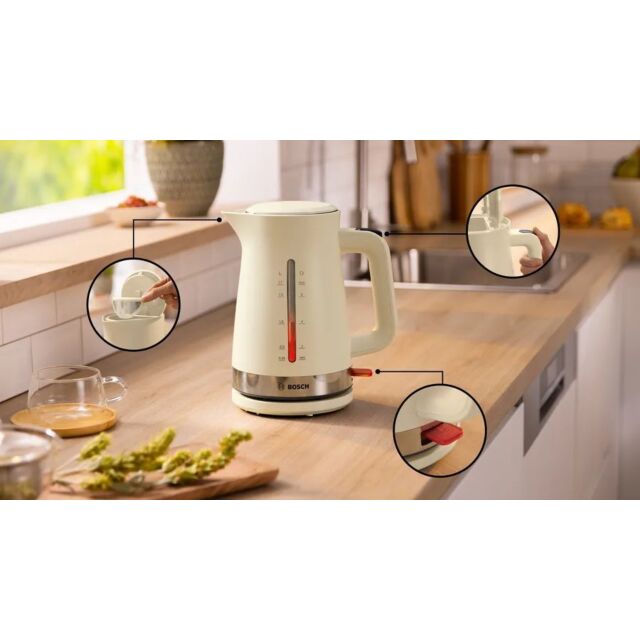 Bosch TWK4M227GB 1.7 Litres Kettle - Cream 
