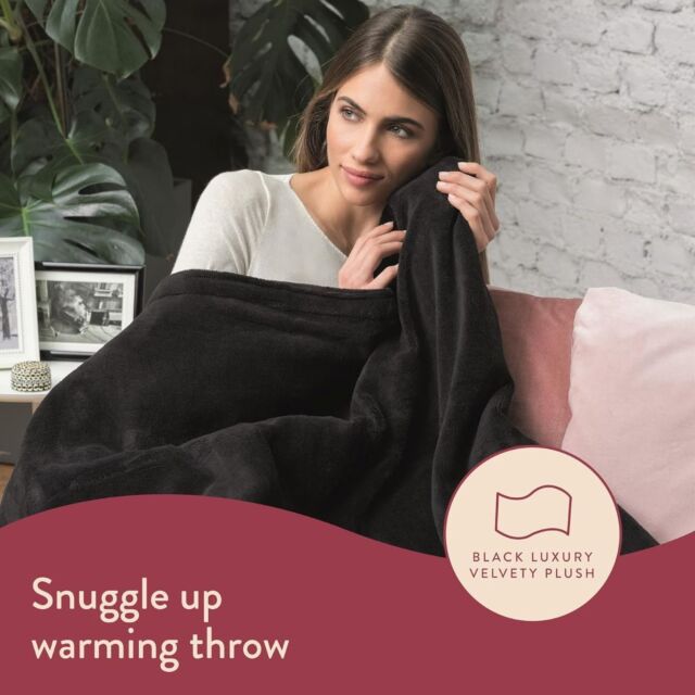 Dreamland 16769 Intelliheat Luxury Heated Throw Black