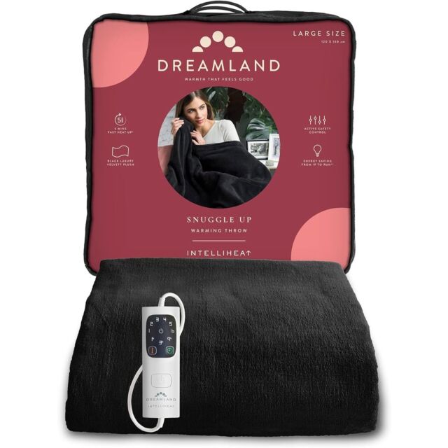 Dreamland 16769 Intelliheat Luxury Heated Throw Black