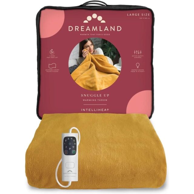 Dreamland 16820C Snuggle Upwarmimg Throw Mustard