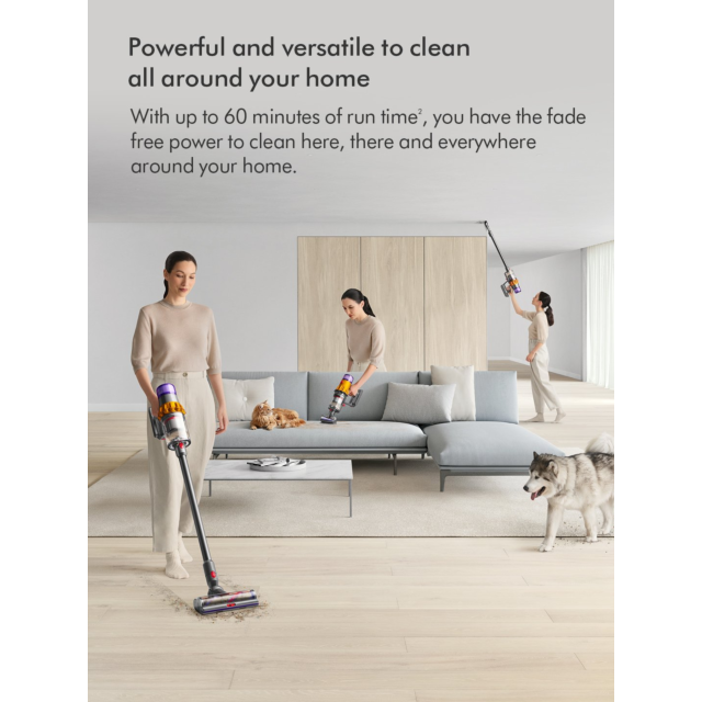 Dyson V15-2024 Cordless Vacuum - 60 Minutes Run Time Yellow/Nickel