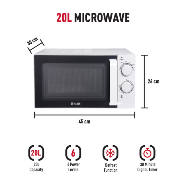 Haden 195678 20 Litre Single Microwave - White