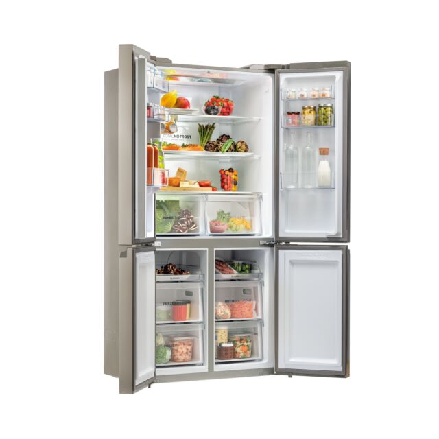 Haier HCR59F19ENMM 90.8cm 60/40 Frost Free American Fridge Freezer - Platinum Inox