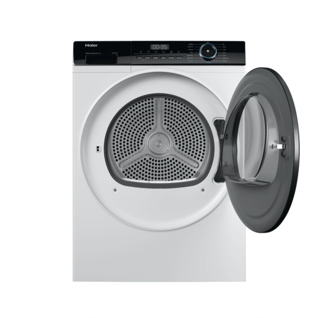 Haier HD80-A2939 8kg Heat Pump Tumble Dryer, White, Series 3 