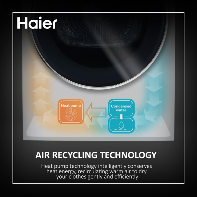 Haier HD90-A2939S-UK 9kg Heat Pump Tumble Dryer - Graphite