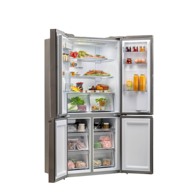 Haier HTF_520IP7 90.5cm Frost Free American Style Fridge Freezer - Platinum Inox
