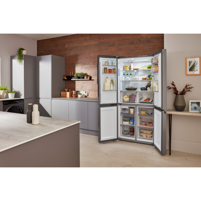 Haier HTF_520IP7 90.5cm Frost Free American Style Fridge Freezer - Platinum Inox