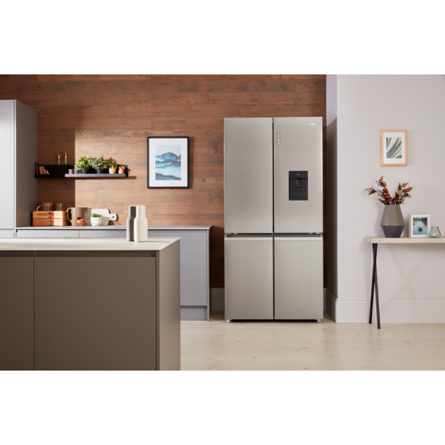 Haier HTF_520IP7 90.5cm Frost Free American Style Fridge Freezer - Platinum Inox