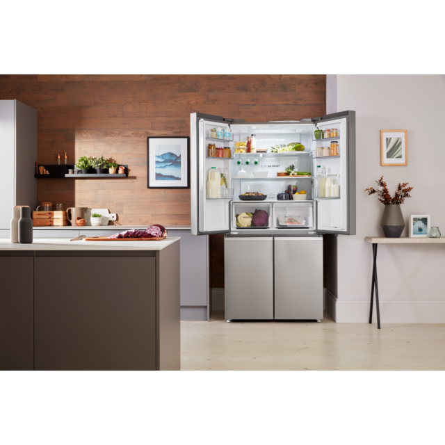 Haier HTF_520IP7 90.5cm Frost Free American Style Fridge Freezer - Platinum Inox
