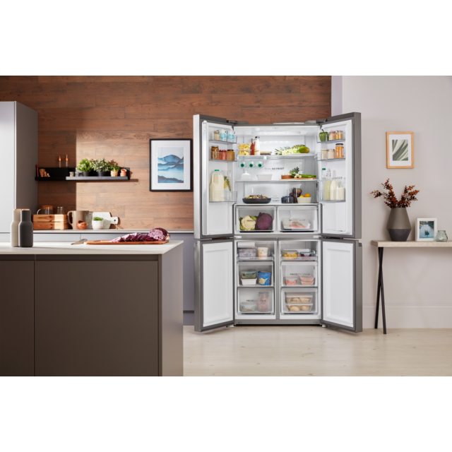 Haier HTF_520IP7 90.5cm Frost Free American Style Fridge Freezer - Platinum Inox