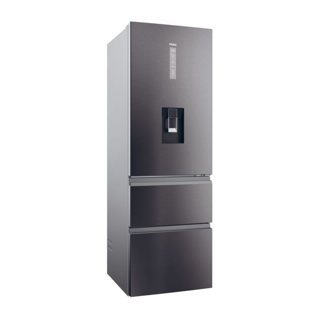 Haier HTW5618EWMP 59.5Cm Frost Free 3D Fridge Freezer Dark Inox