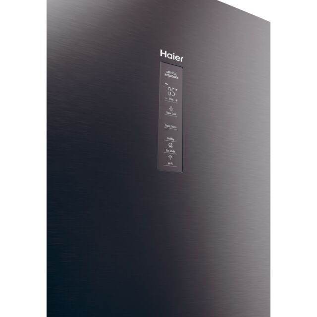 Haier HTW5618EWMP 59.5Cm Frost Free 3D Fridge Freezer Dark Inox