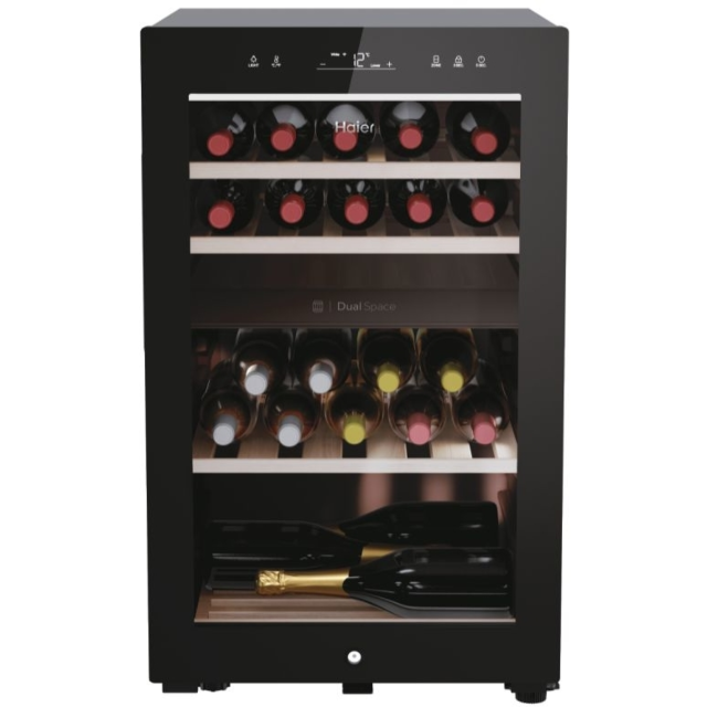Haier HWS42GDAU1 42 Bottle Dual Zone Wine Cooler, hOn App connected - Black 