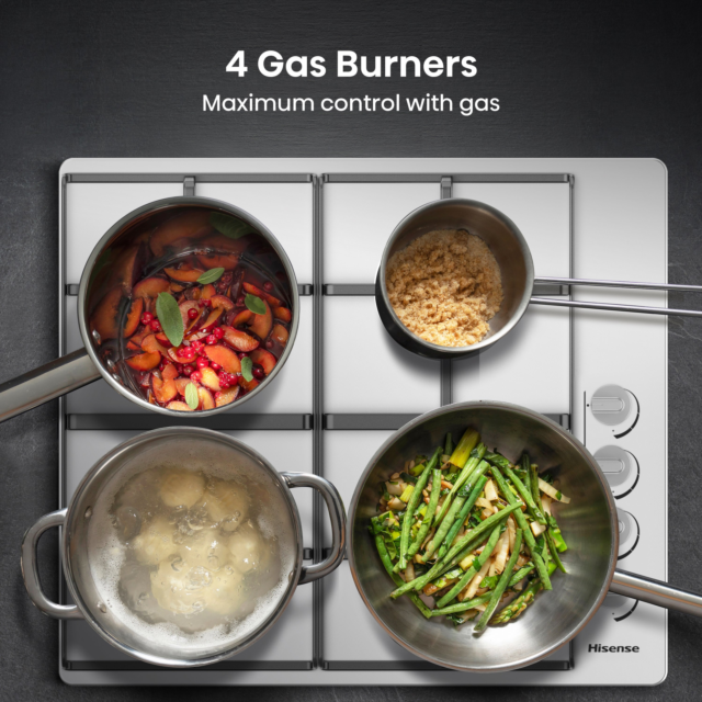 Hisense GM642XHS 60Cm Gas Hob Stainless Steel