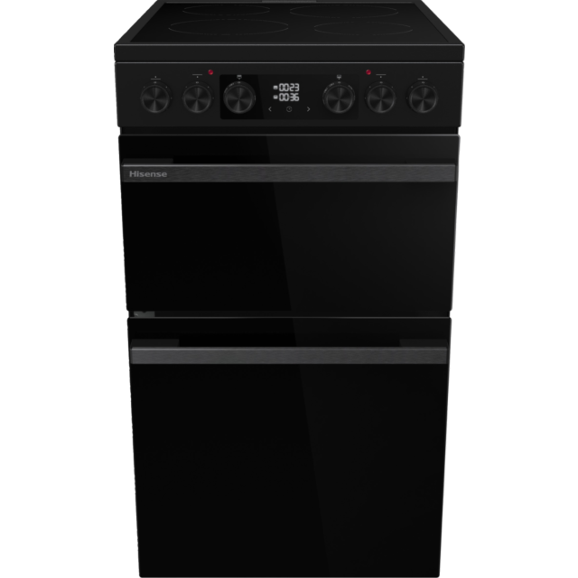 Hisense HDCEC5C10B 50cm Double Oven Electric Cooker with Ceramic Hob - Black 