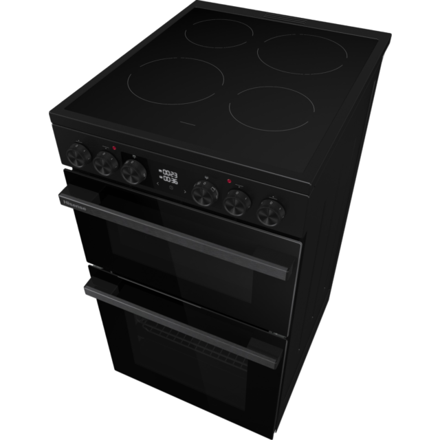 Hisense HDCEC5C10B 50cm Double Oven Electric Cooker with Ceramic Hob - Black 
